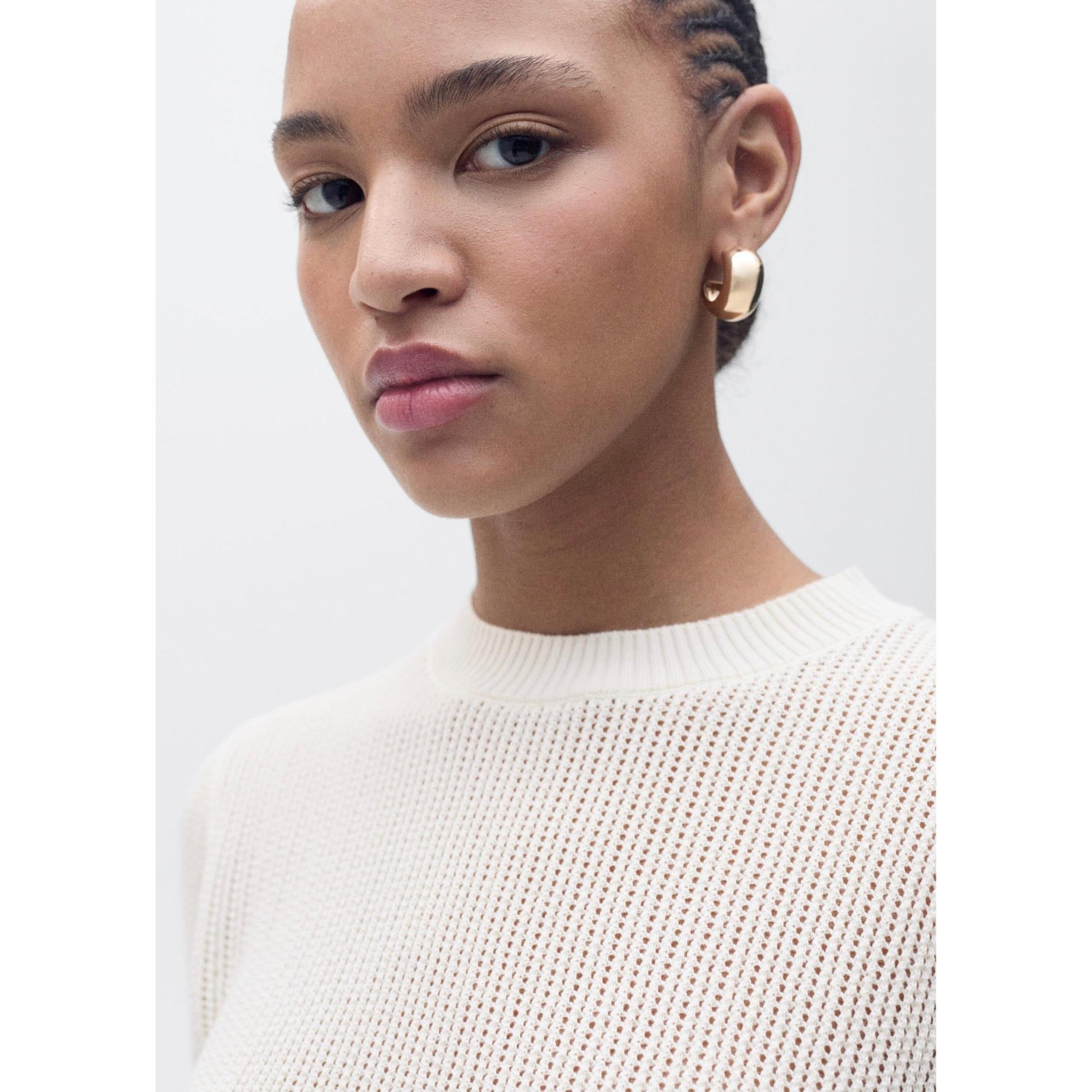 Short-Sleeved Openwork Knit Jumper