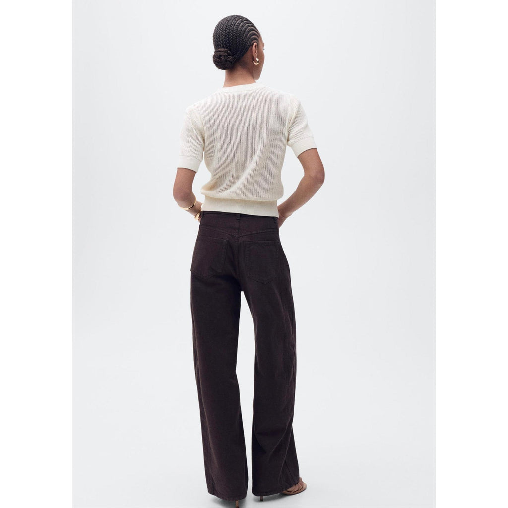 Short-Sleeved Openwork Knit Jumper