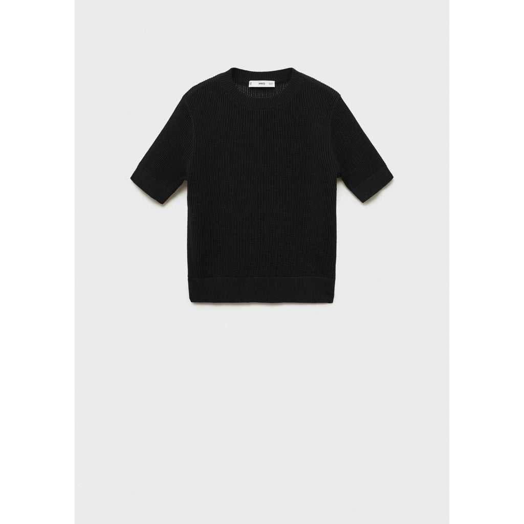Jersey de Punto Calado de Manga Corta - Black