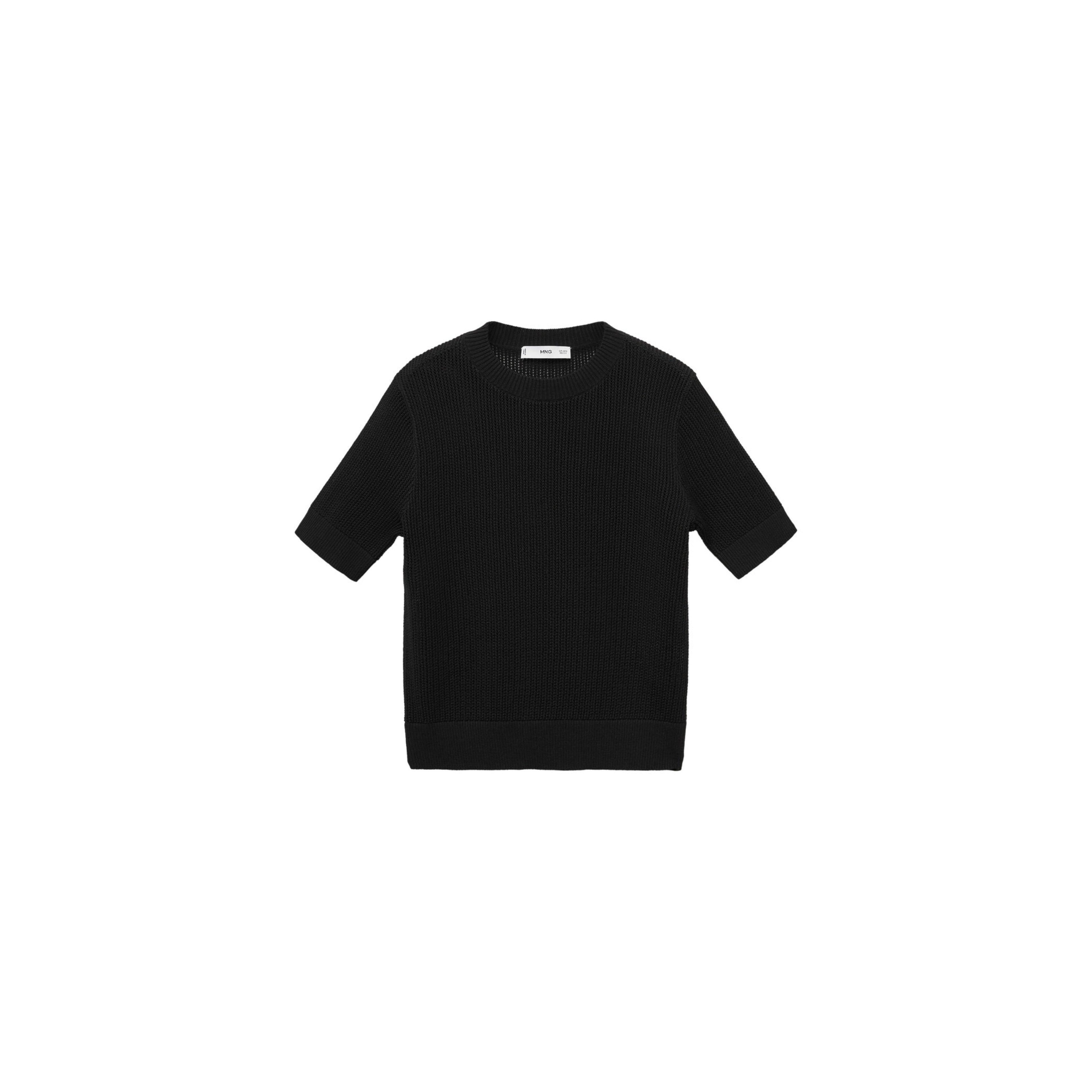 Jersey de Punto Calado de Manga Corta - Black