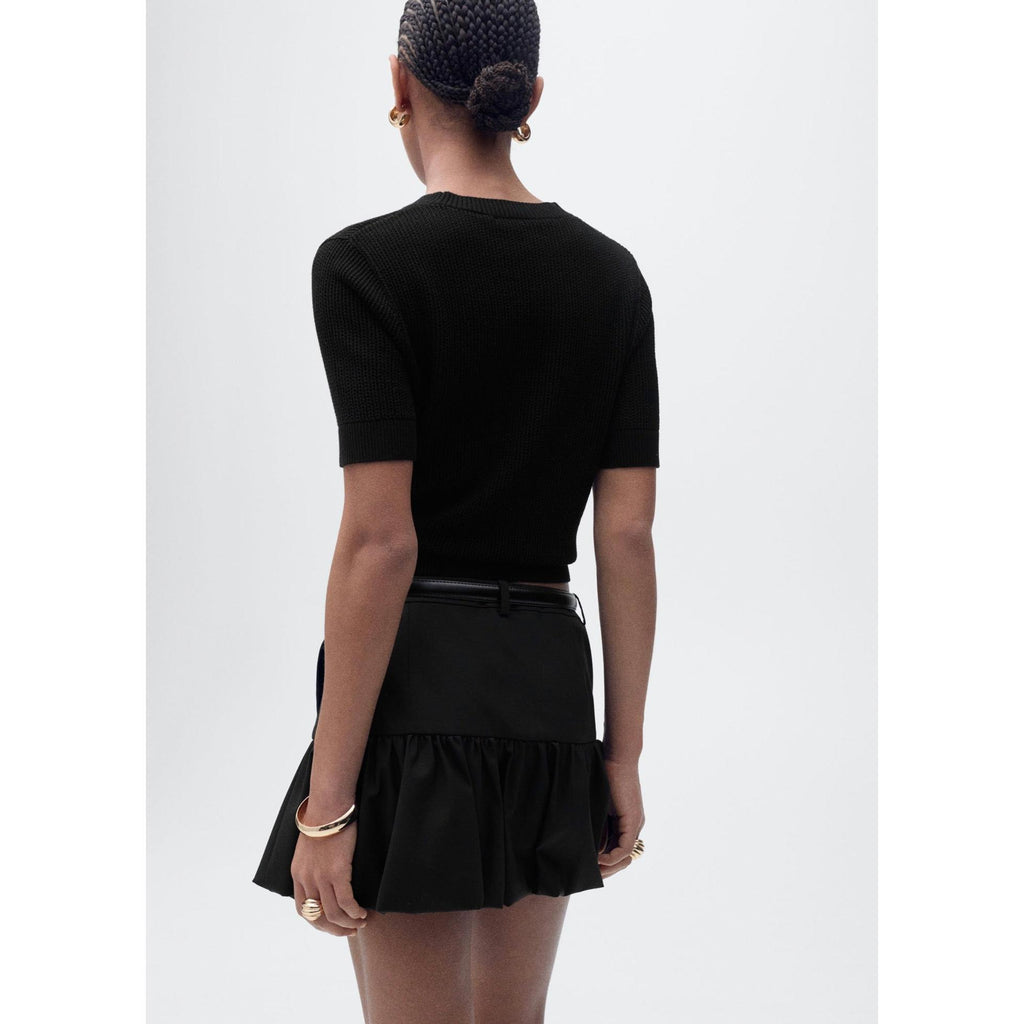 Jersey de Punto Calado de Manga Corta - Black