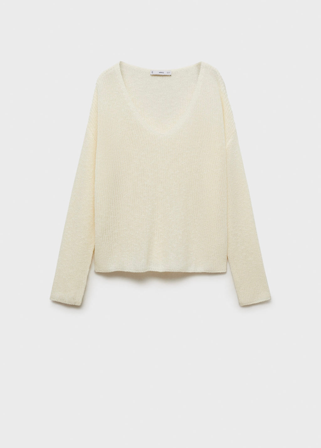 V-Neck Knit Pullover - Ecru