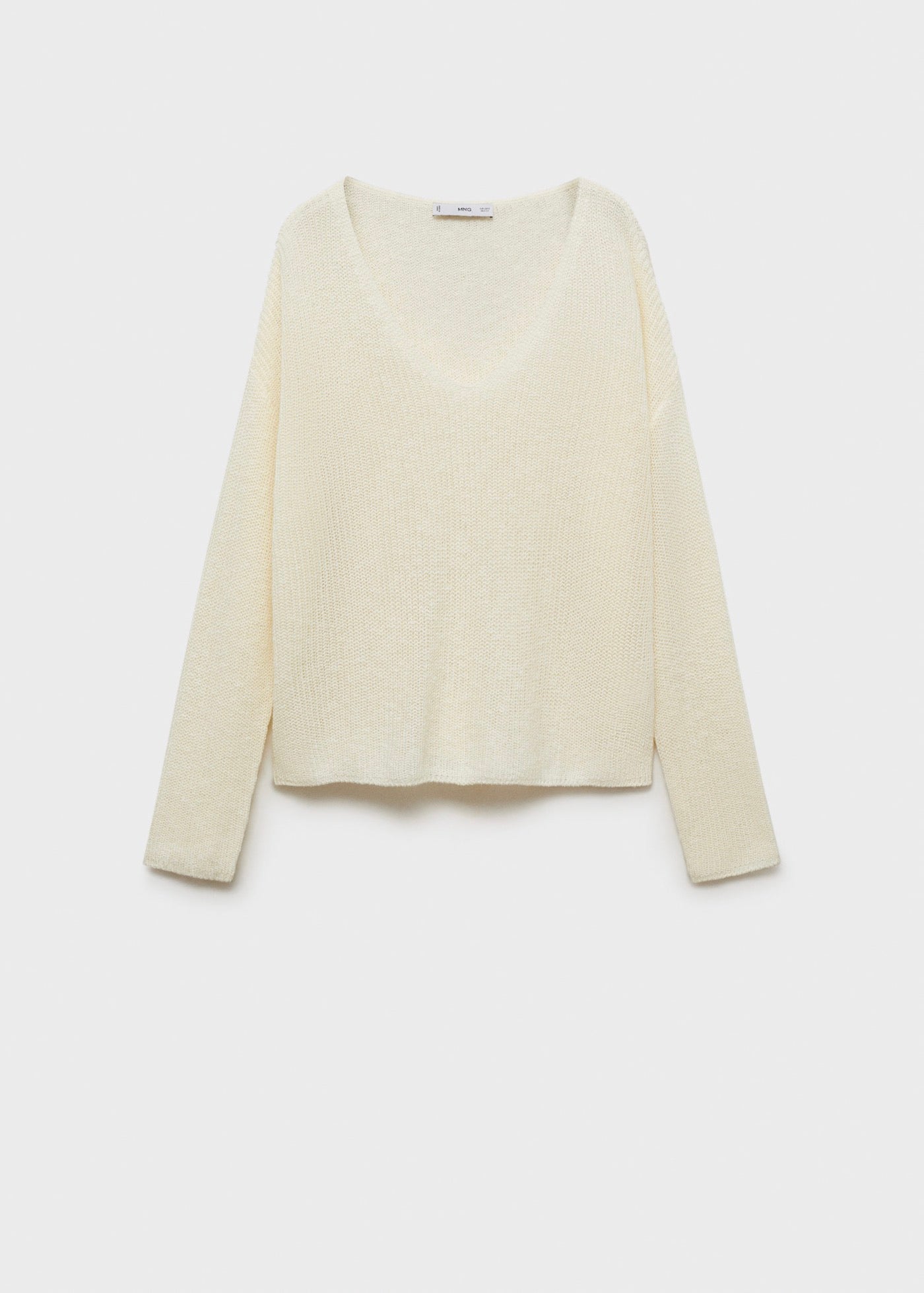 V-Neck Knit Pullover - Ecru