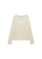 V-Neck Knit Pullover - Ecru