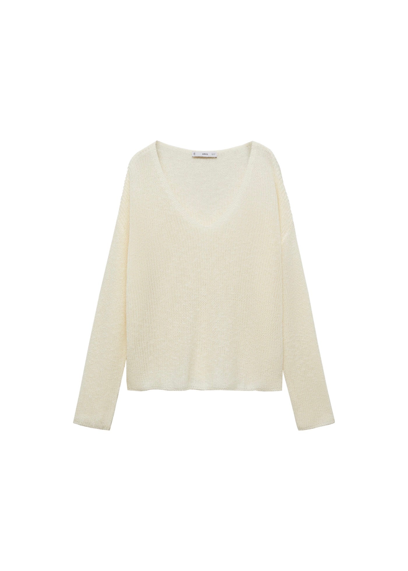 V-Neck Knit Pullover - Ecru