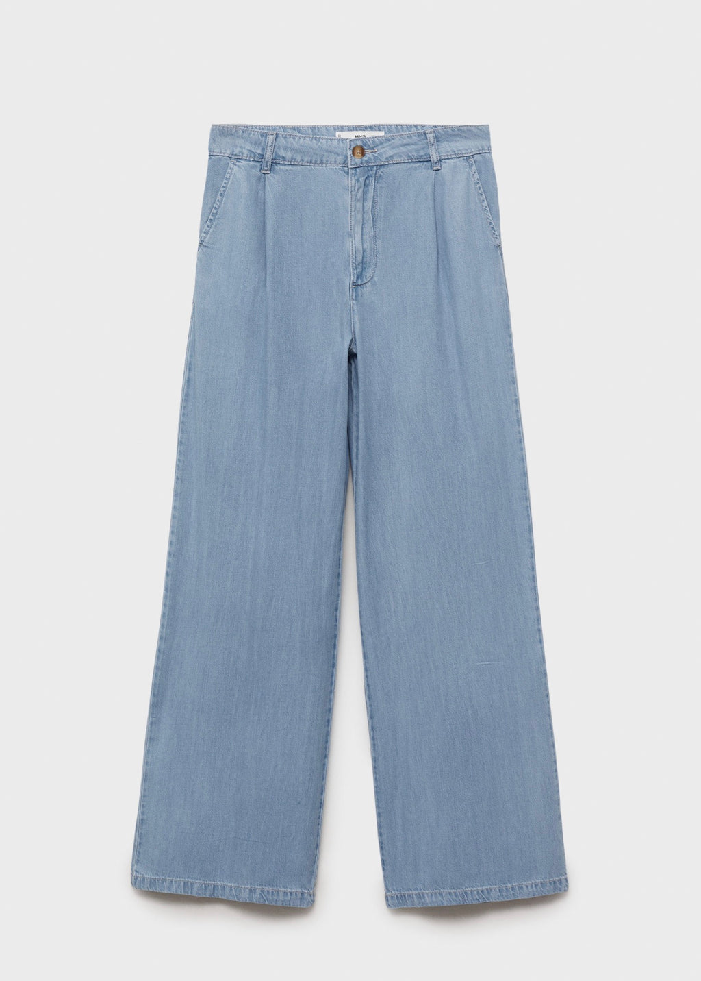 Pantalón Wideleg De Lyocell Con Pinzas - Light Blue