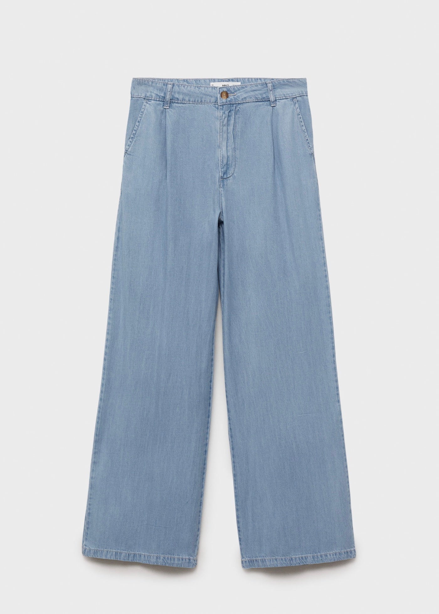 Pantalón Wideleg De Lyocell Con Pinzas - Light Blue