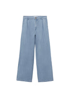 Pantalón Wideleg De Lyocell Con Pinzas - Light Blue