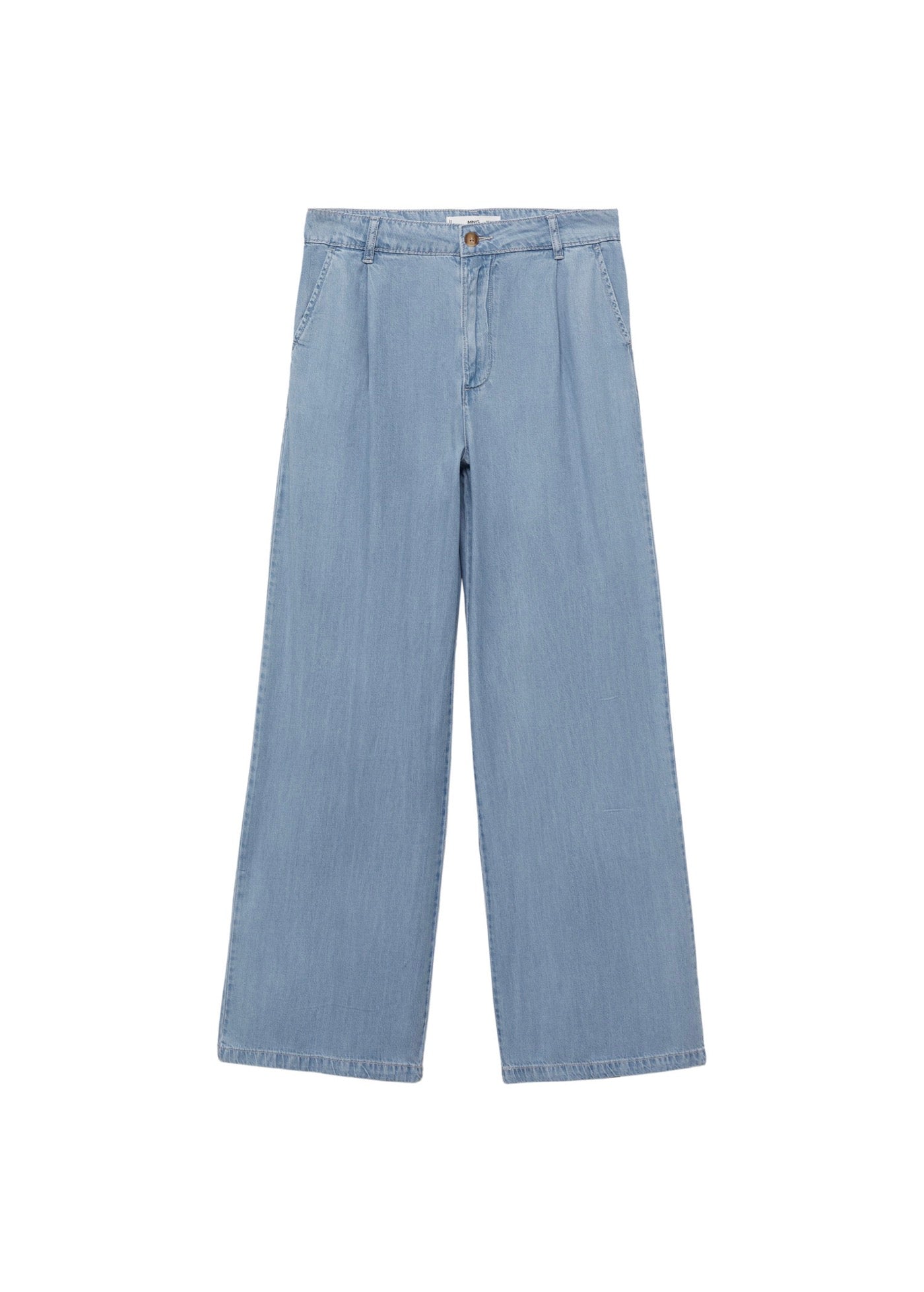 Pantalón Wideleg De Lyocell Con Pinzas - Light Blue