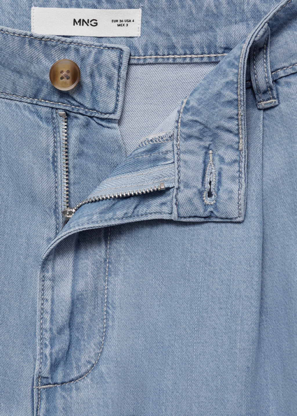 Pantalón Wideleg De Lyocell Con Pinzas - Light Blue