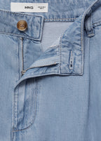 Pantalón Wideleg De Lyocell Con Pinzas - Light Blue