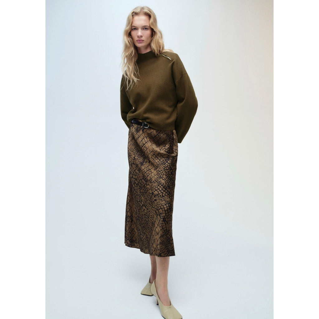Jersey Cuello Alto con Cremallera - Caqui