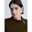 Jersey con cremallera y cuello alto - Caqui