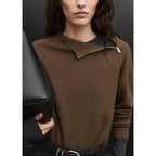 Jersey Cuello Alto con Cremallera - Caqui