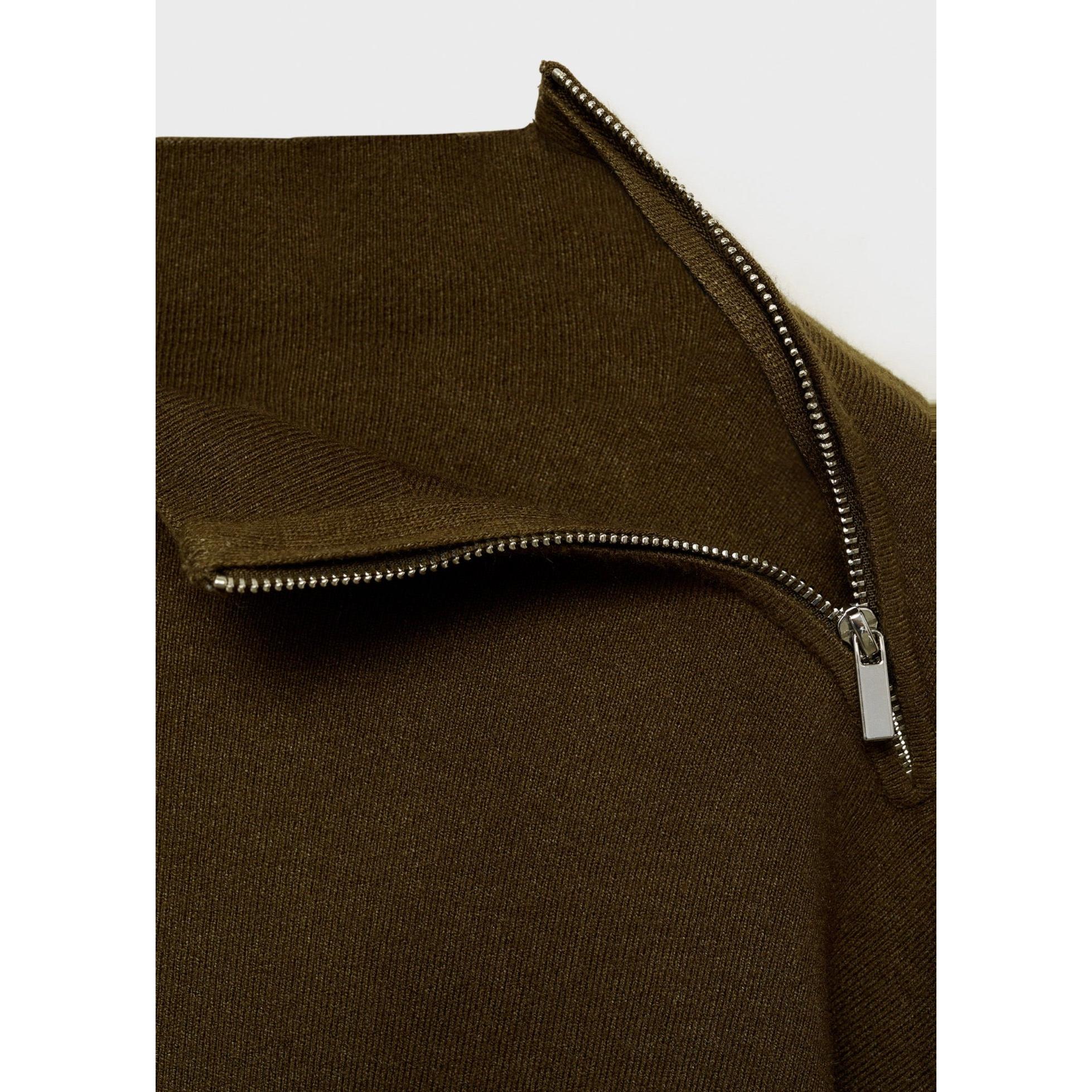 Jersey Cuello Alto con Cremallera - Caqui