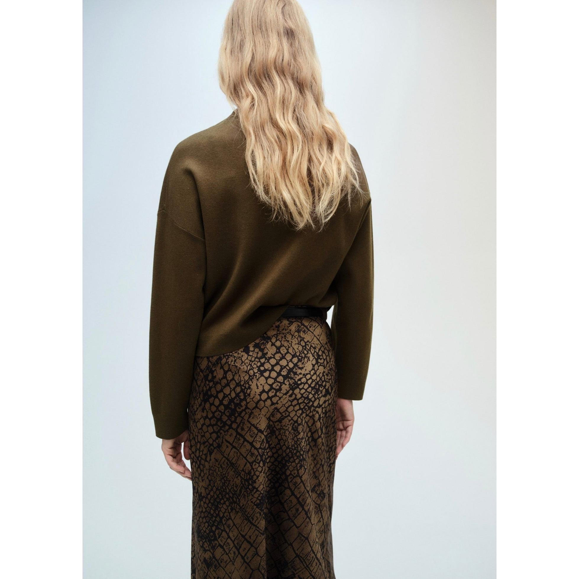Jersey Cuello Alto con Cremallera - Caqui
