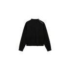 High-Neck Zip Pullover - Black