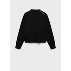 High-Neck Zip Pullover - Black