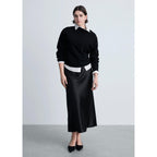 High-Neck Zip Pullover - Black