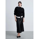 High Neck Zip Pullover - Black