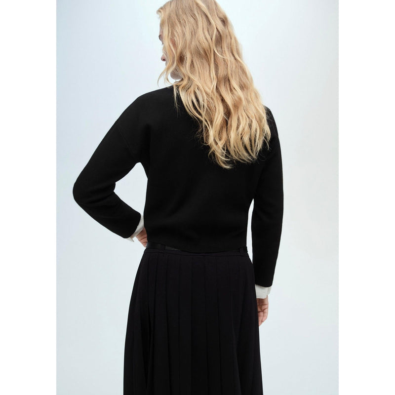 High Neck Zip Pullover - Black