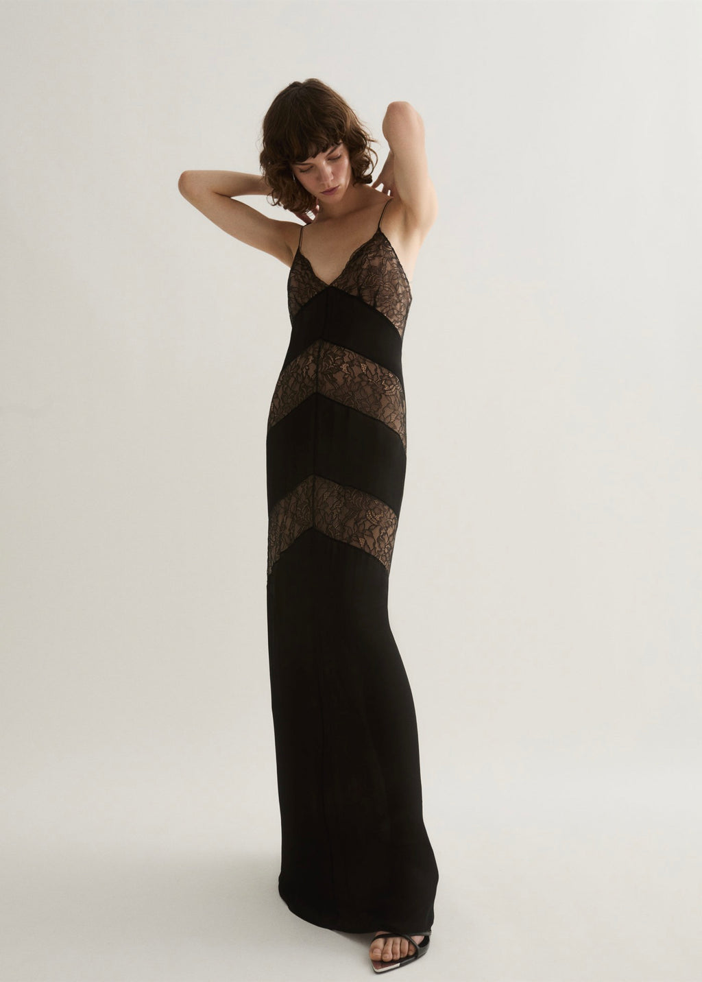 Robe Style Lingerie Empiècements Dentelle