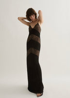 Robe Style Lingerie Empiècements Dentelle