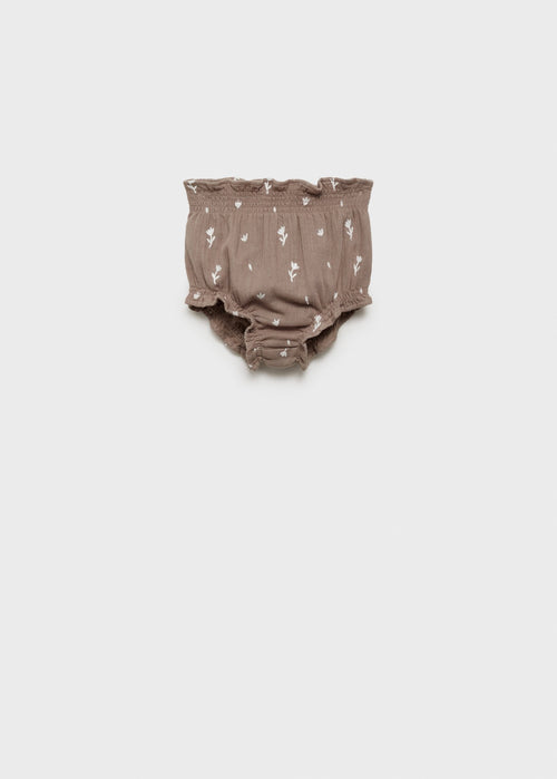 Short Brodé De Fleurs - Blanco Roto - Nouveau Né