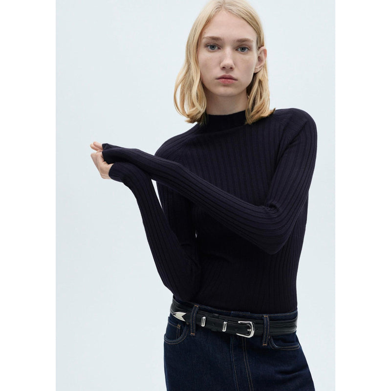 Pull-Over Côtelé Col Montant - Dark Navy