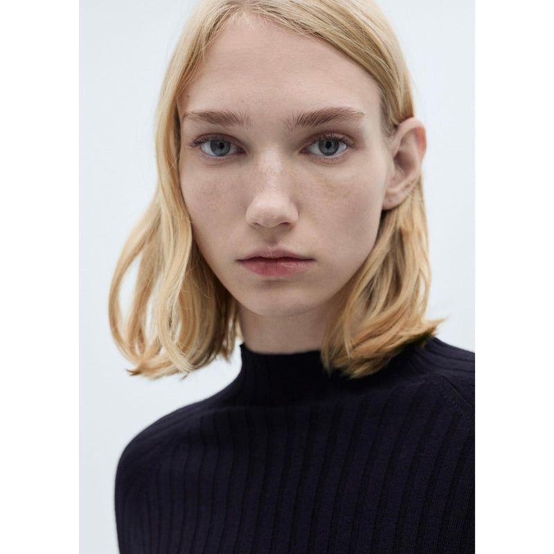 Pull-Over Côtelé Col Montant - Dark Navy