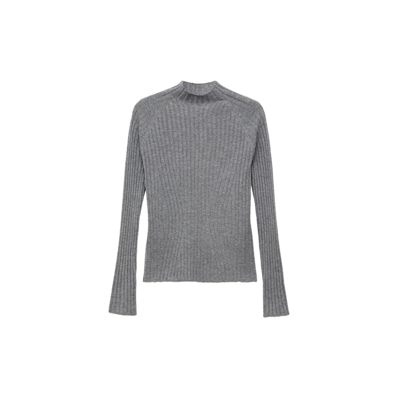 Pull-Over Côtelé Col Montant - Grey