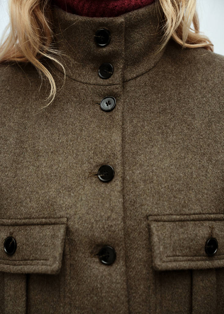 Veste Laine Mélangée Poches