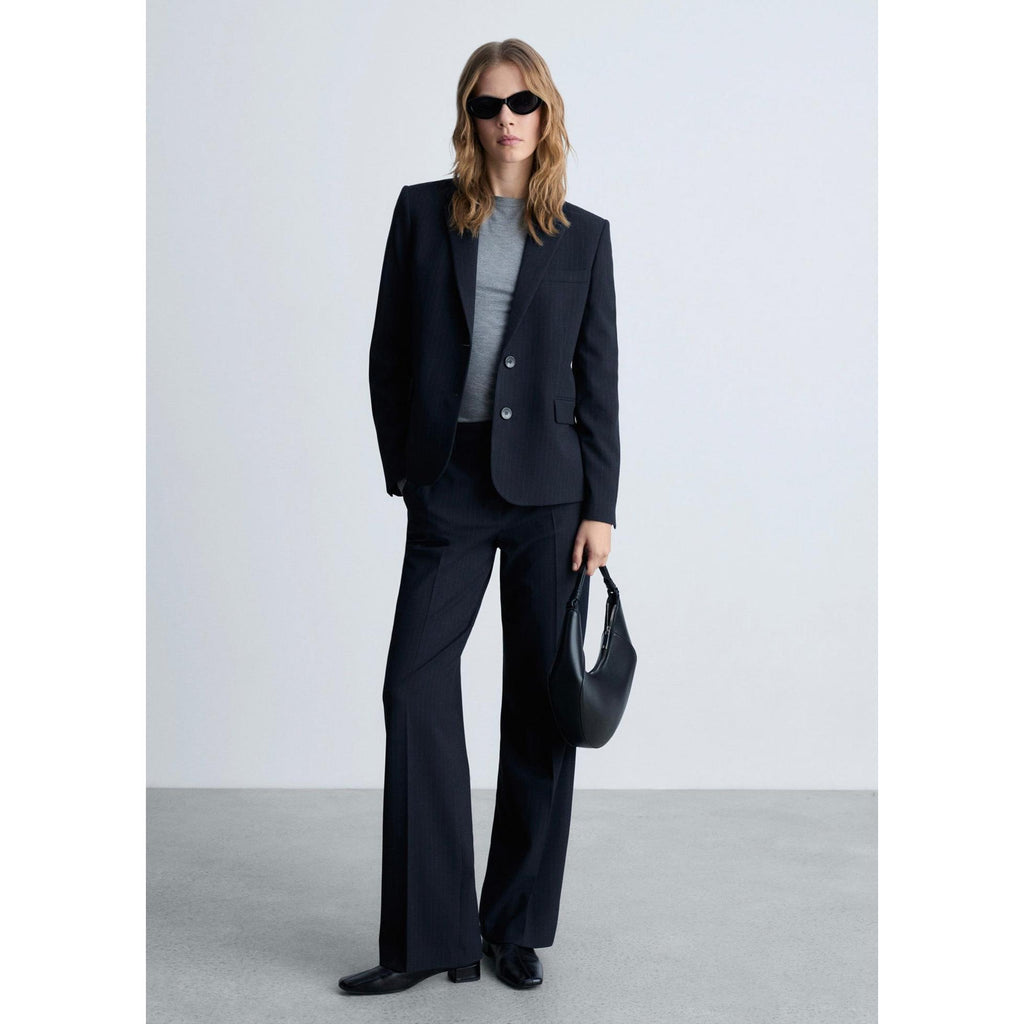 Pinstripe Suit Jacket - Dark Navy