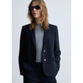 Pinstripe Suit Jacket - Dark Navy