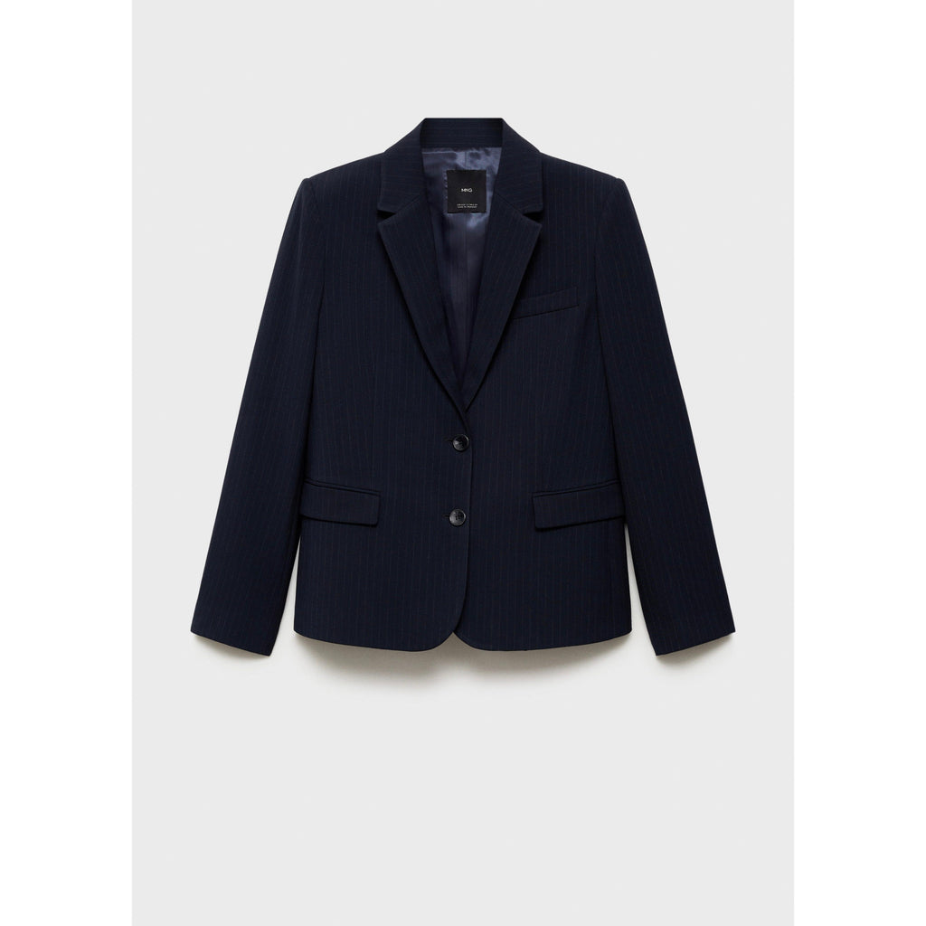 Pinstripe Suit Jacket - Dark Navy