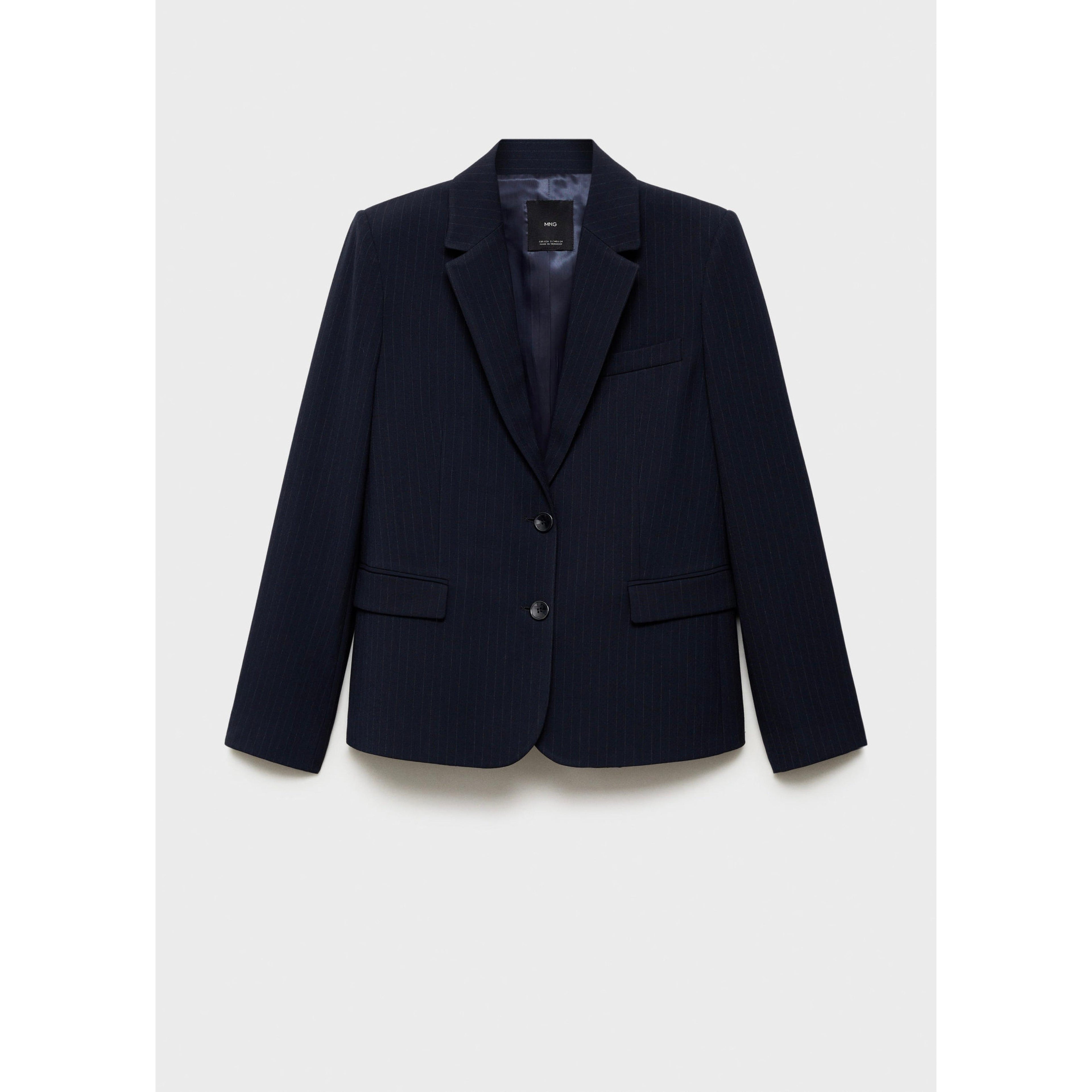 Pinstripe Suit Jacket - Dark Navy