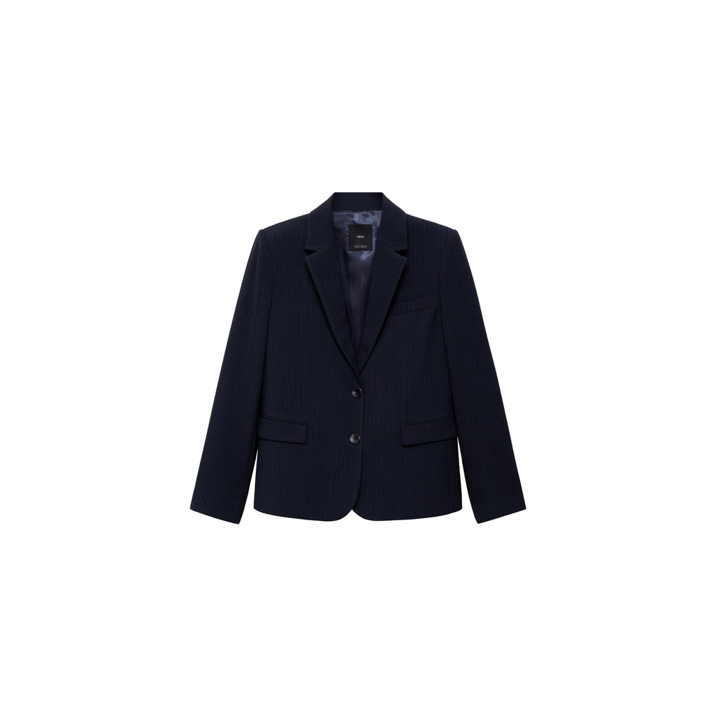 Pinstripe Suit Jacket - Dark Navy