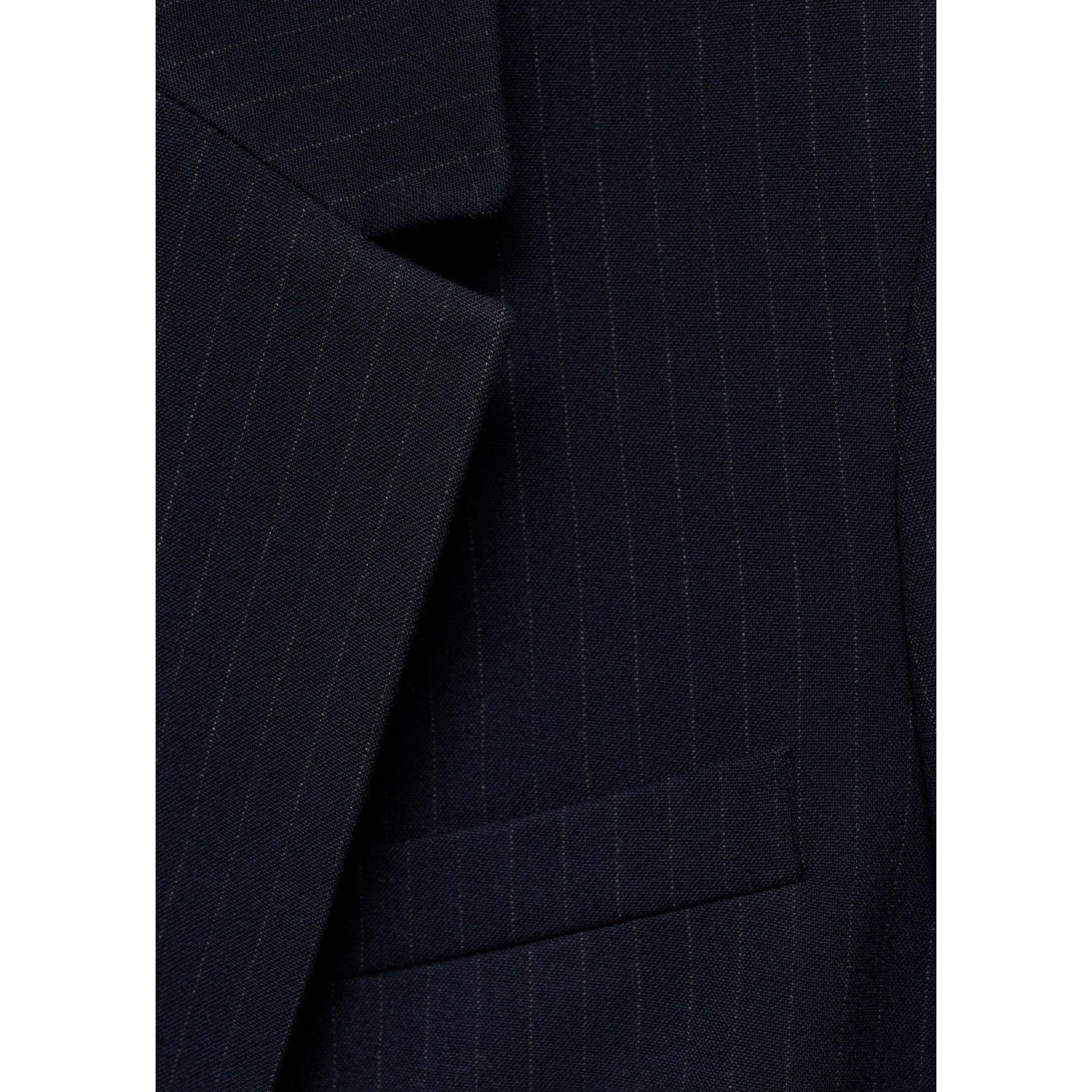 Pinstripe Suit Jacket - Dark Navy