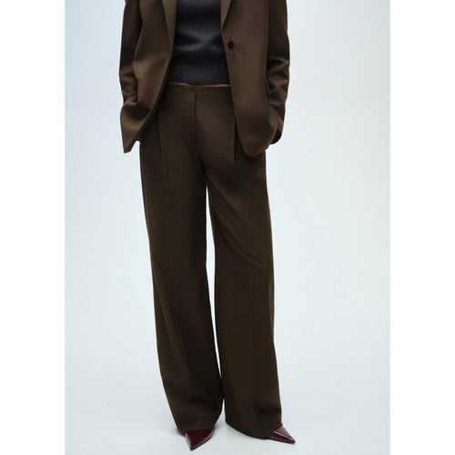 Wideleg Suit Trousers - Khaki