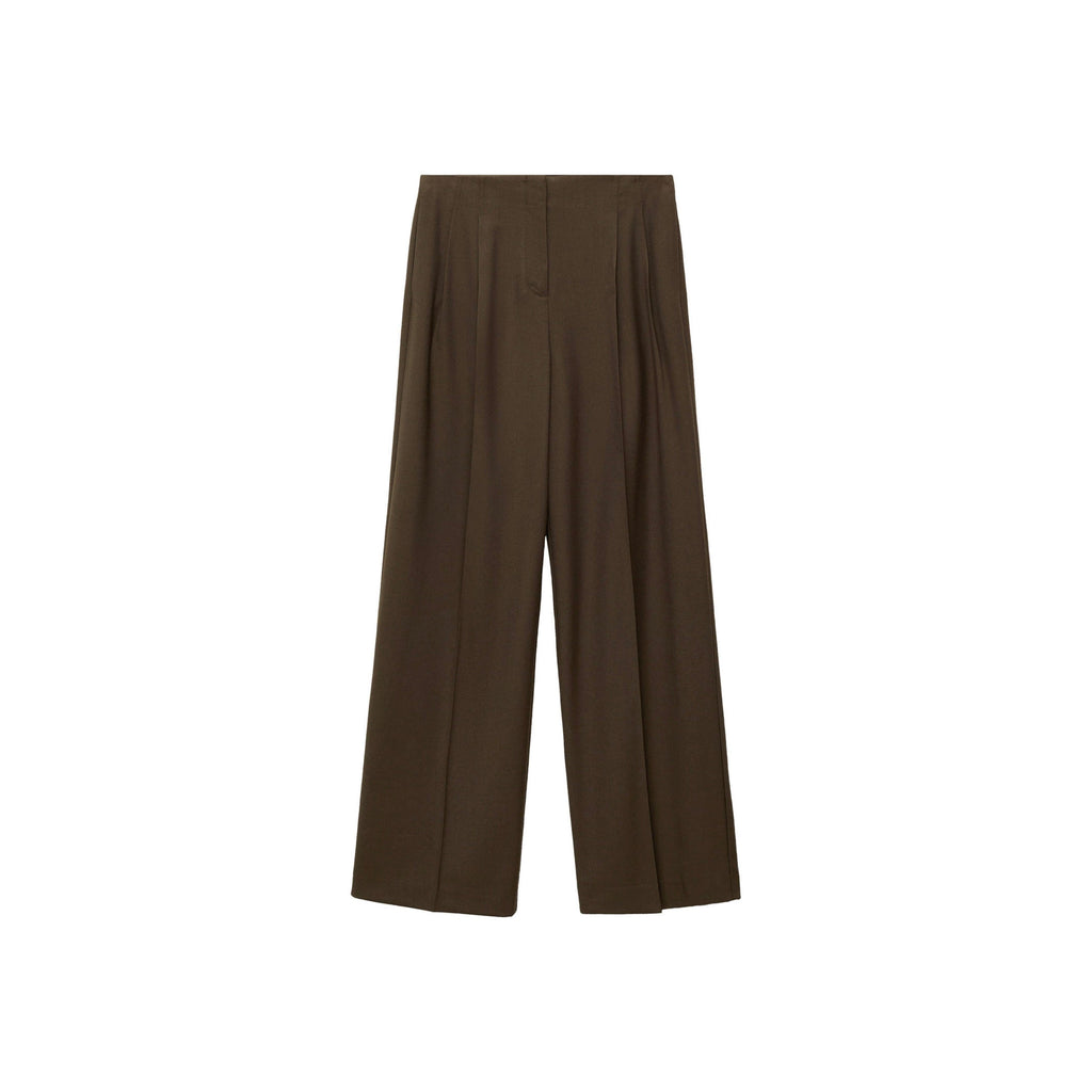 Wideleg Suit Trousers - Khaki