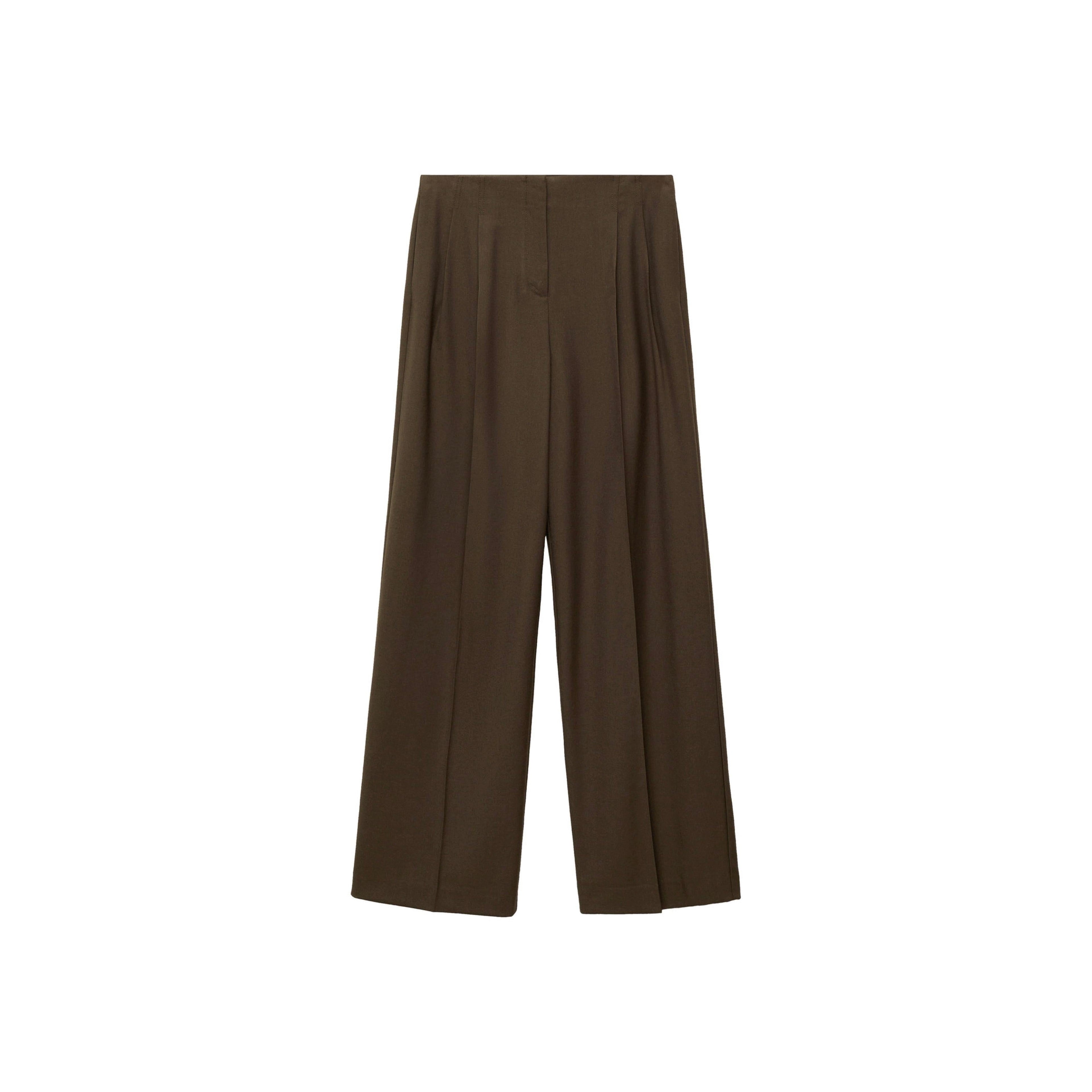 Wideleg Suit Trousers - Khaki