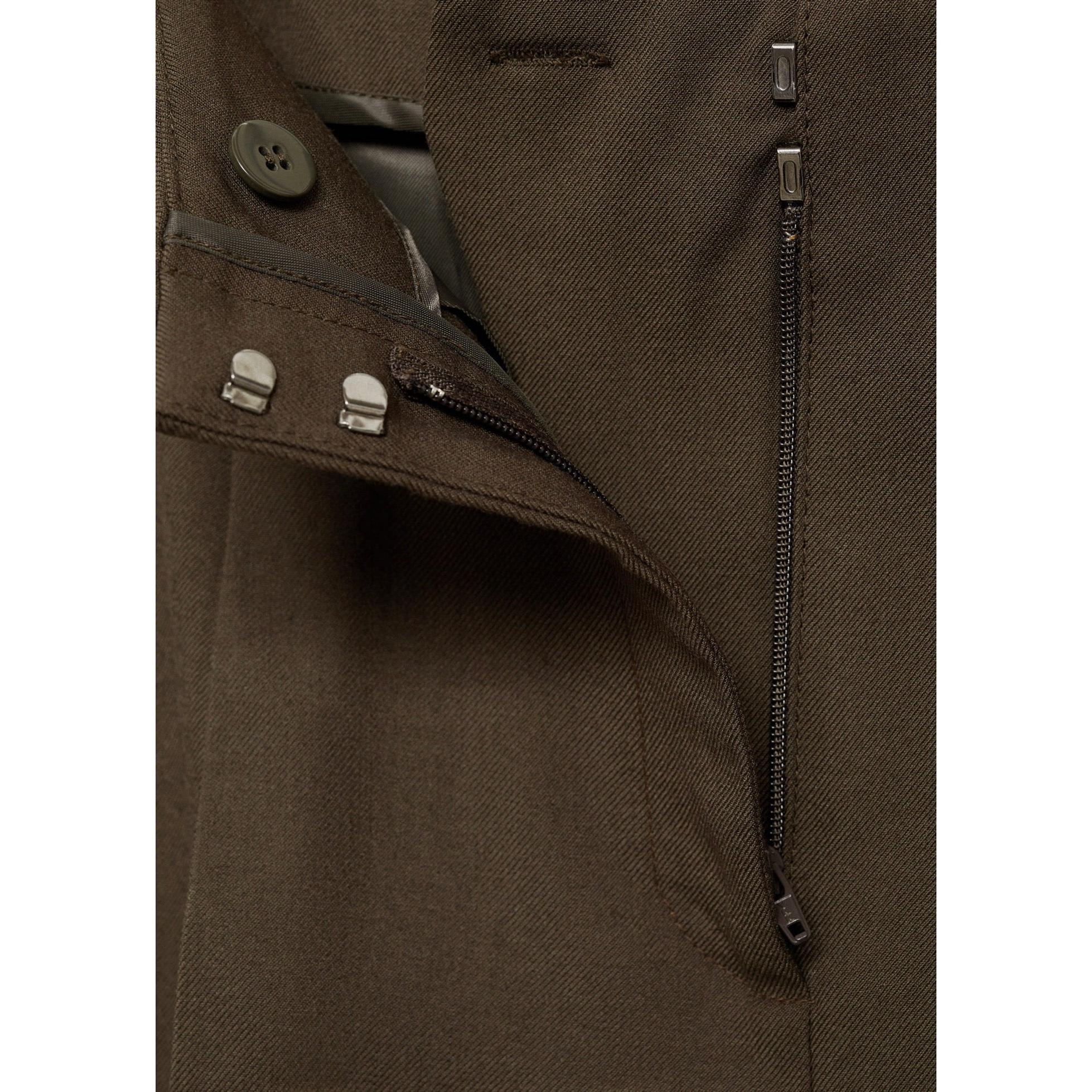 Wideleg Suit Trousers - Khaki