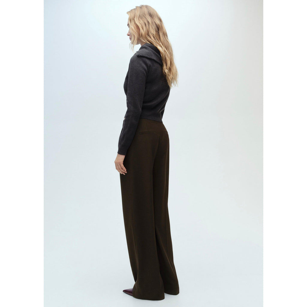 Wideleg Suit Trousers - Khaki