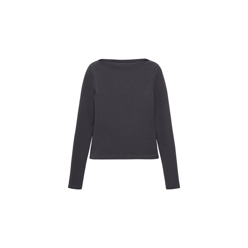 T-Shirt Col Bateau Coton - Charcoal