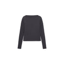 Cotton Boat Neck T-Shirt - Charcoal