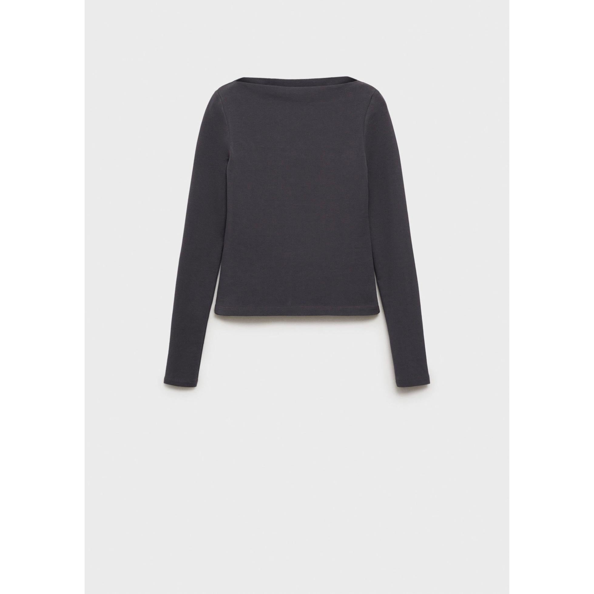 T-Shirt Col Bateau Coton - Charcoal
