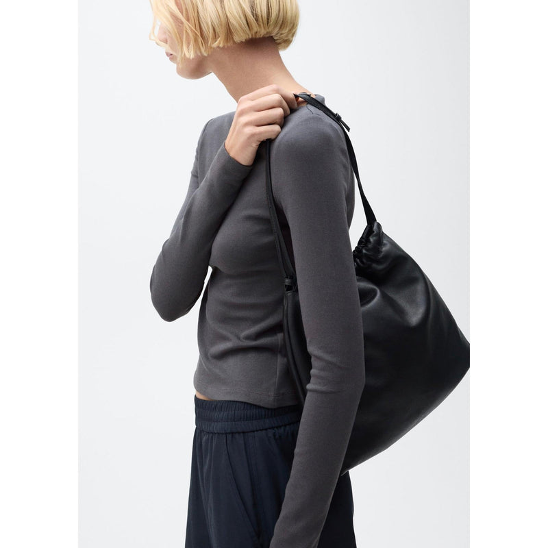 Cotton Boat Neck T-Shirt - Charcoal