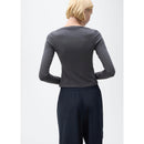 Cotton Boat Neck T-Shirt - Charcoal