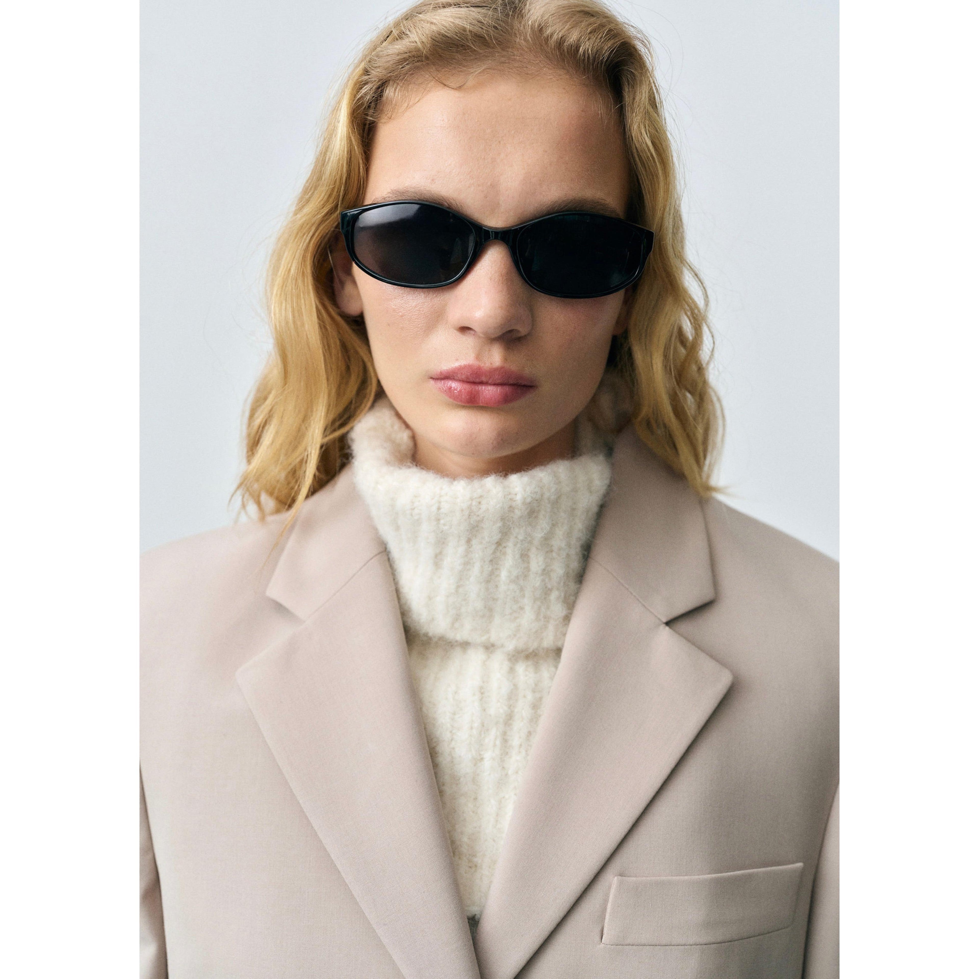Structured Straight Blazer - Beige