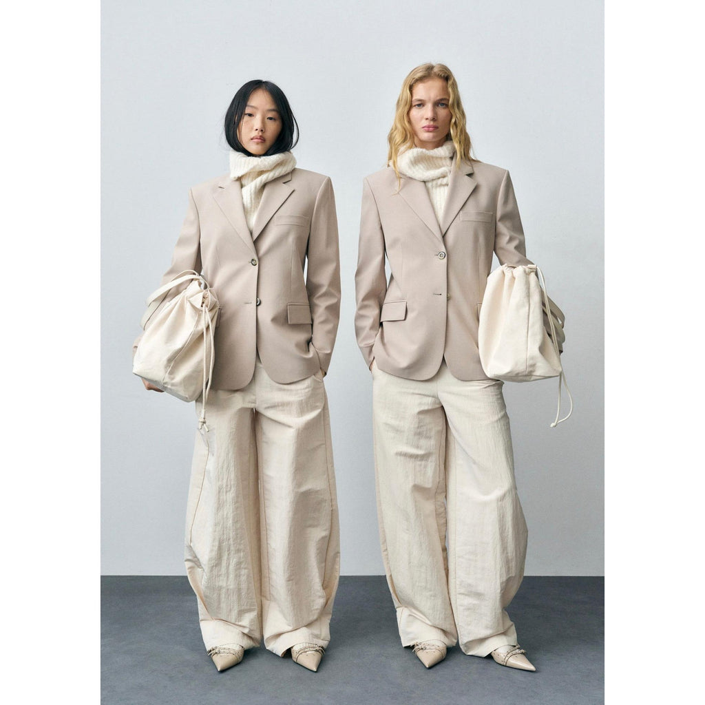 Structured Straight Blazer - Beige